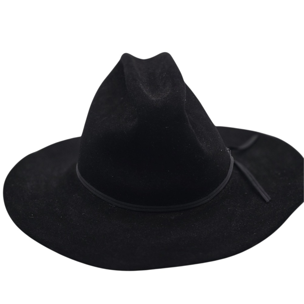 Vtg Resistol 4X Beaver Self-Conforming Cowboy Hat Black 7 5/8 Made Texas USA - Picture 10 of 12